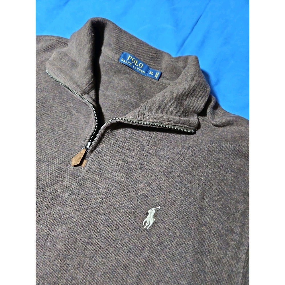 Polo Ralph Lauren Estate Rib 1/4 Zip Pullover Sweater Chocolate Brown XL